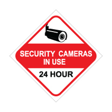 שלט - SECURITY CAMERAS IN USE 24 HOUR - שלט מבית אוריון