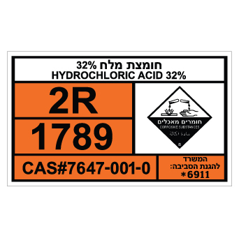 תמונה של שלט - חומצת מלח 32% HYDROCHLORIC ACID