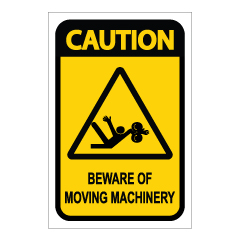 תמונה של שלט - BEWARE OF MOVING MACHINERY