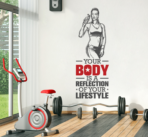 תמונה של מדבקת קיר - YOUR BODY IS A REFLECTION OF YOUR LIFESTYLE