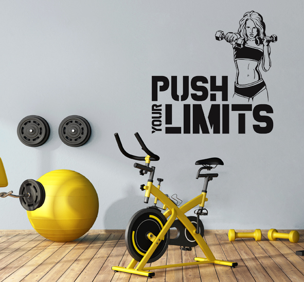 תמונה של מדבקת קיר - PUSH YOUR LIMITS בצירוף מתעמלת