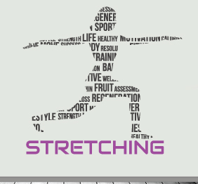 תמונה של מדבקת קיר - Stretching ומתעמלת בטיפוגרפיה