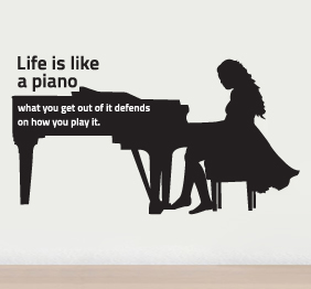 מדבקת קיר - Life is like a piano