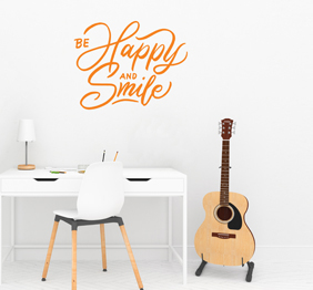 תמונה של מדבקת קיר - be happy and smile